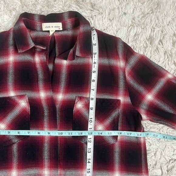 Cloth & Stone Red Plaid Button Down Long Sleeve Shirt - Picture 12 of 13